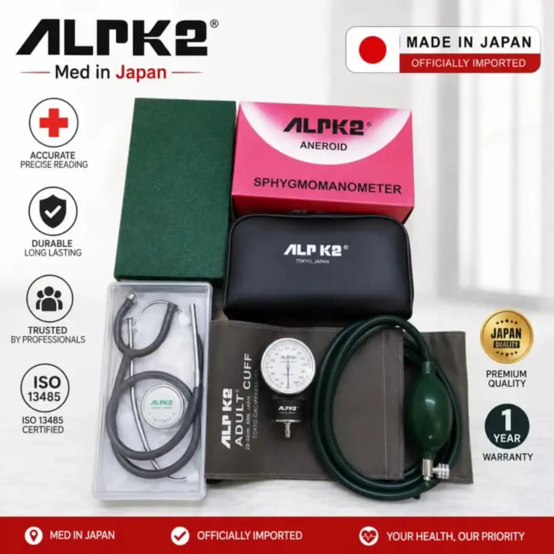ALPK2 BP Monitor with Stethoscope Combo – Manual Sphygmomanometer Adult Cuff, Japanese Quality Medical Set ALPK2 BP Monitor with Stethoscope Combo – Manual Sphygmomanometer Adult Cuff, Japanese Quality Medical Set - Image 1
