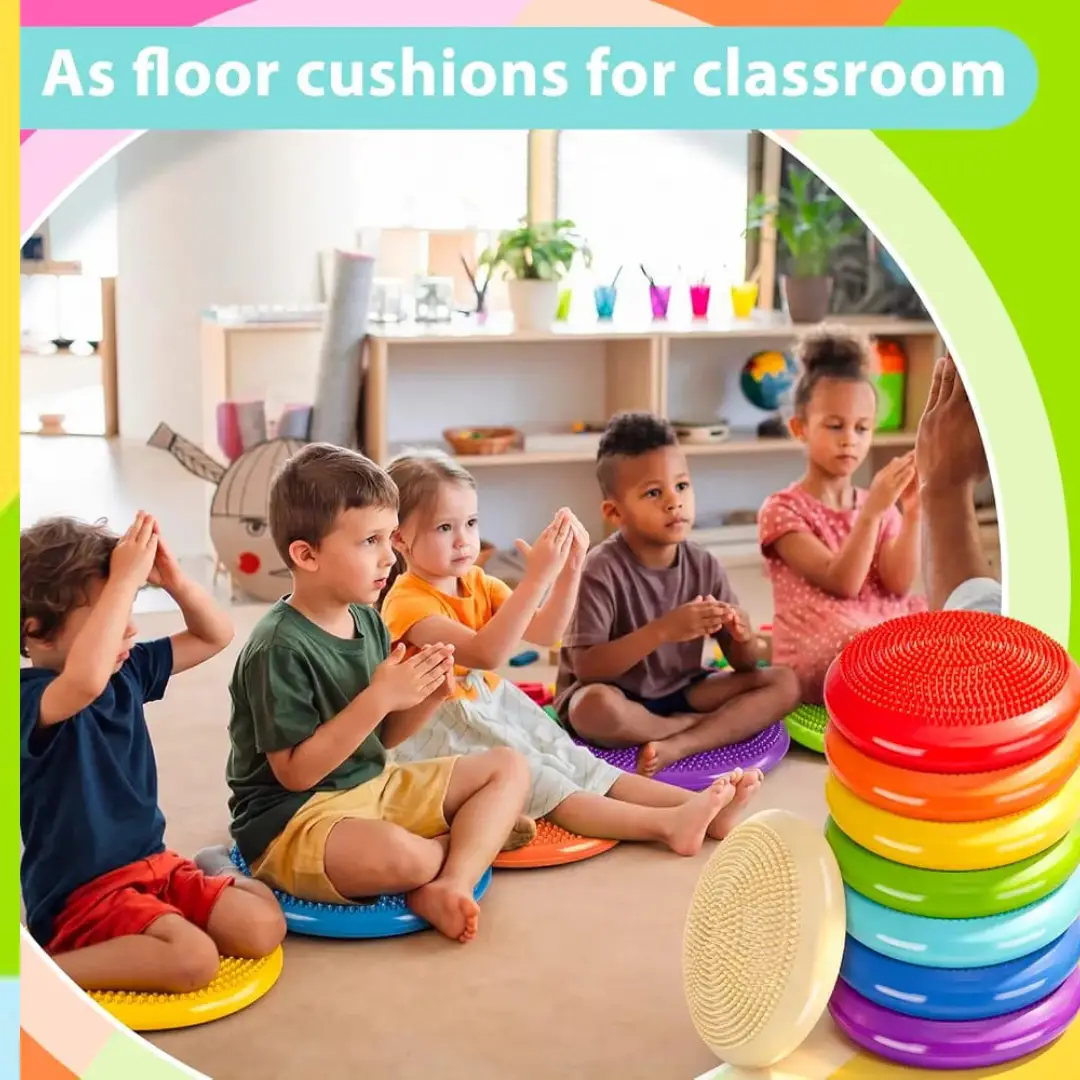 Balance Pad Cusion (3) Wiggle Seat Inflated Wobble Cushion for Sensory Kid 13 Inch Balance Disc Kids Flexible Seating Exercise Sensory Pad Chair Cushion for Classroom Office School | Shetura.Com - Image 1