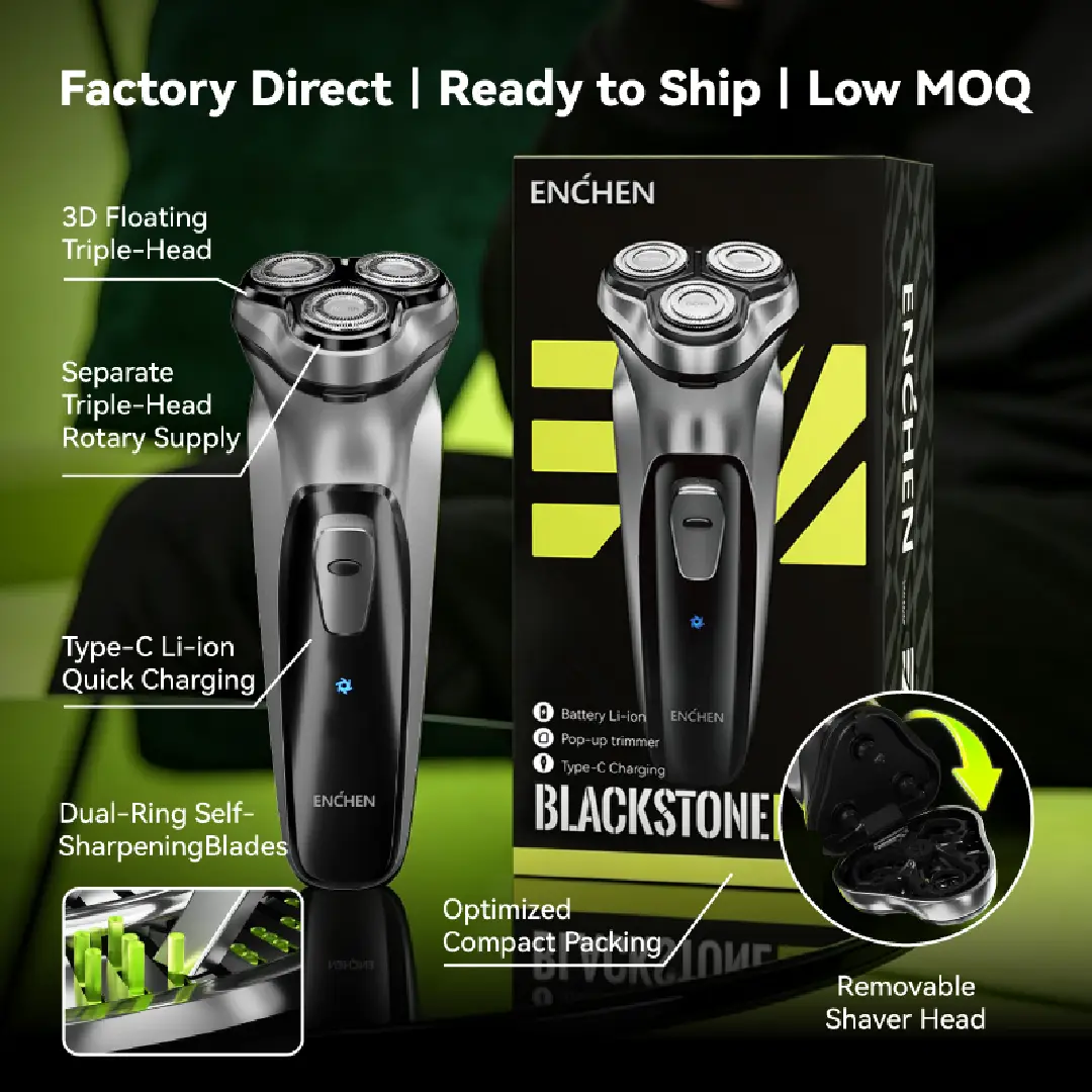ENCHEN BlackStone Electric Shaver Triple Blade USB Rechargeable Shaver ENCHEN BlackStone Electric Shaver | Triple Blade USB Rechargeable Beard Shaver for Men - Image 1