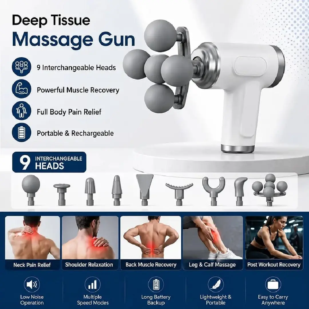 LM-280 Fascia Gun 5-Headed Professional Deep Tissue Massager(4) LM-280 Fascia Gun | 5-Headed Professional Deep Tissue Massager - Image 1