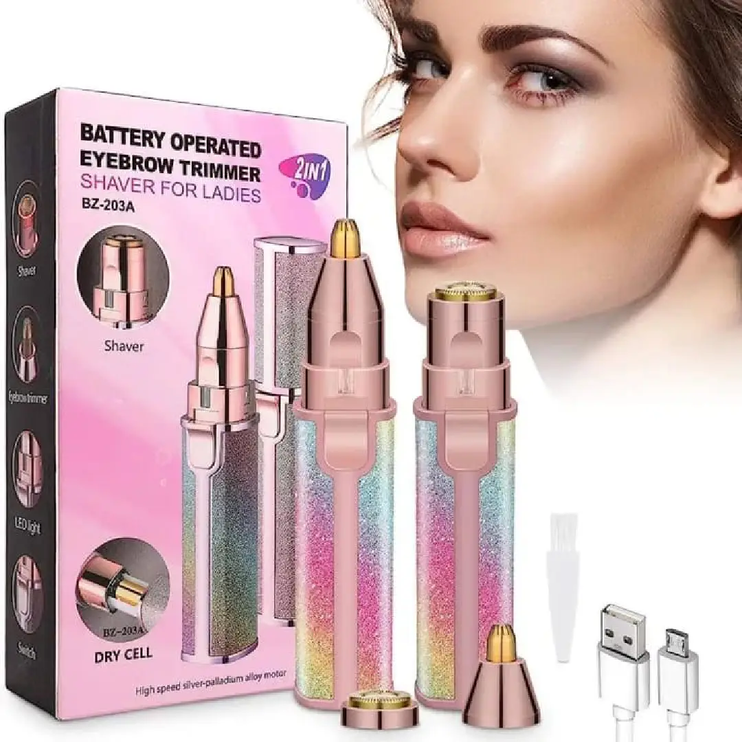 Lady Shaver & Eyebrow Trimmer 2-in-1 Lady Shaver & Eyebrow Trimmer USB Rechargeable | Women’s Facial Hair Remover Price in Bangladesh | Shetura.Com - Image 1