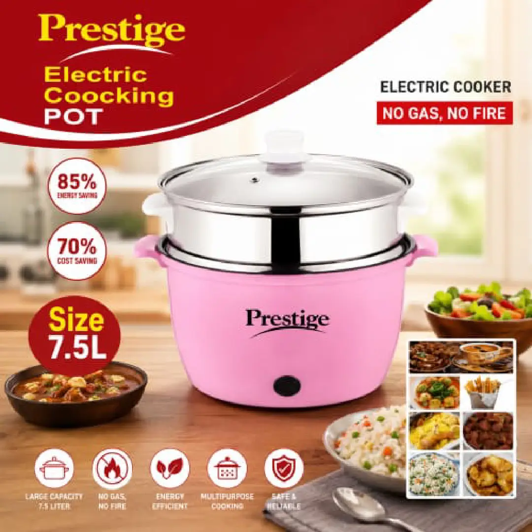 Prestige Electric Multicooker 7.5L – Multifunctional Rice Cooker, Hotpot & Frying Pan Prestige Electric Multicooker 7.5L – Multifunctional Rice Cooker, Hotpot & Frying Pan Permalink - Image 1